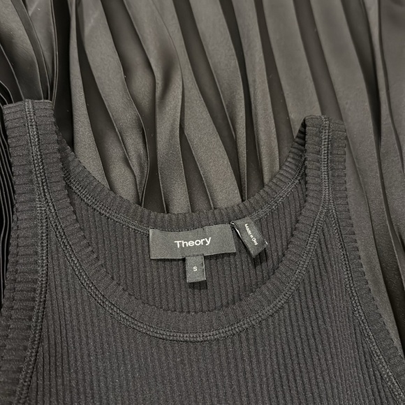 Theory vinessi belsay assymetrical ribbed maxi dress black size S pleated - Picture 3 of 7